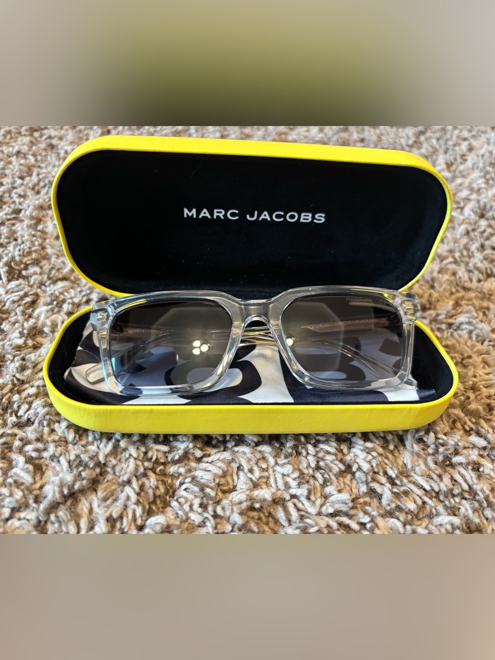 Marc Jacobs Clear Frame Sunglasses with Gray Lenses
